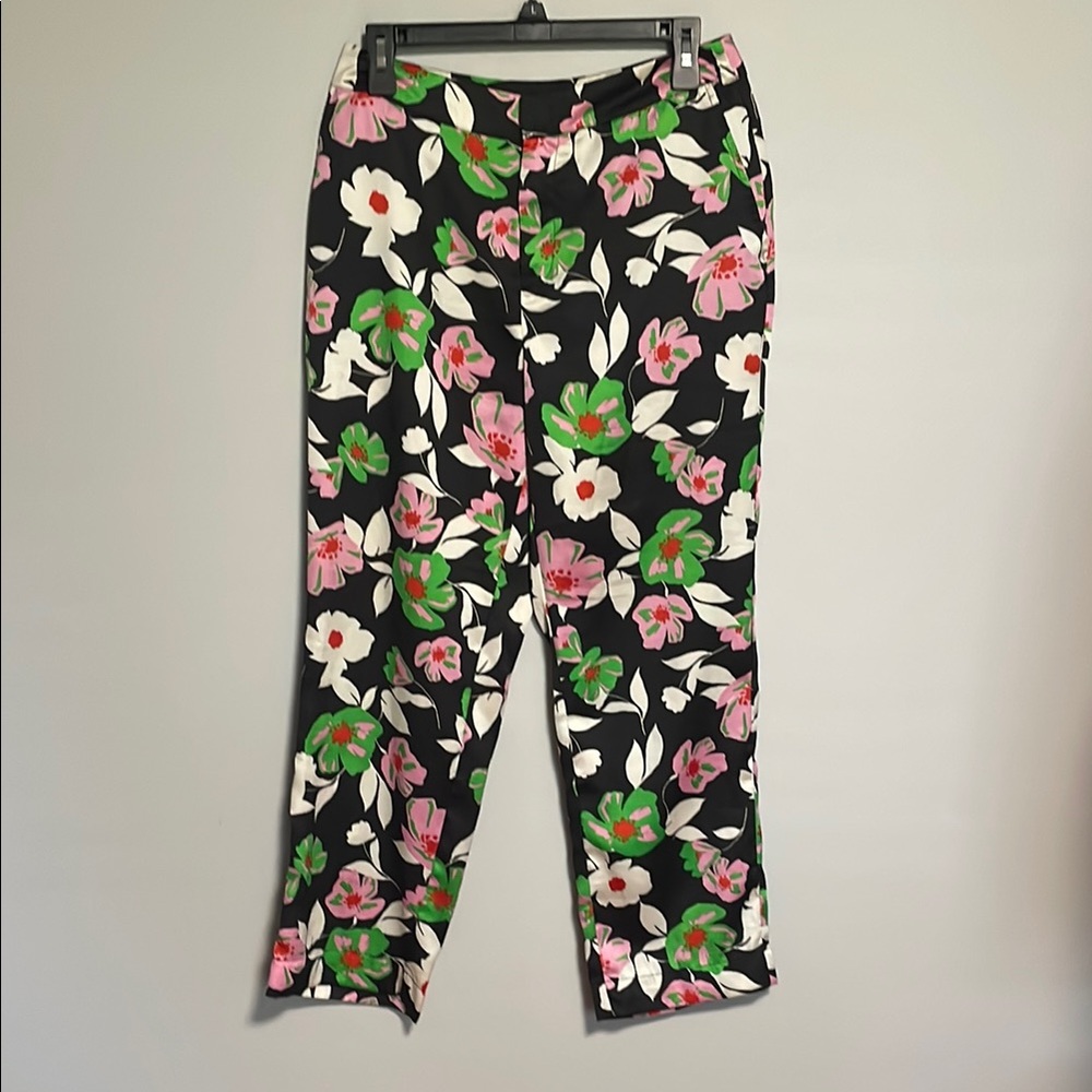 Who What Wear Black and Pink Floral Pants Size Small